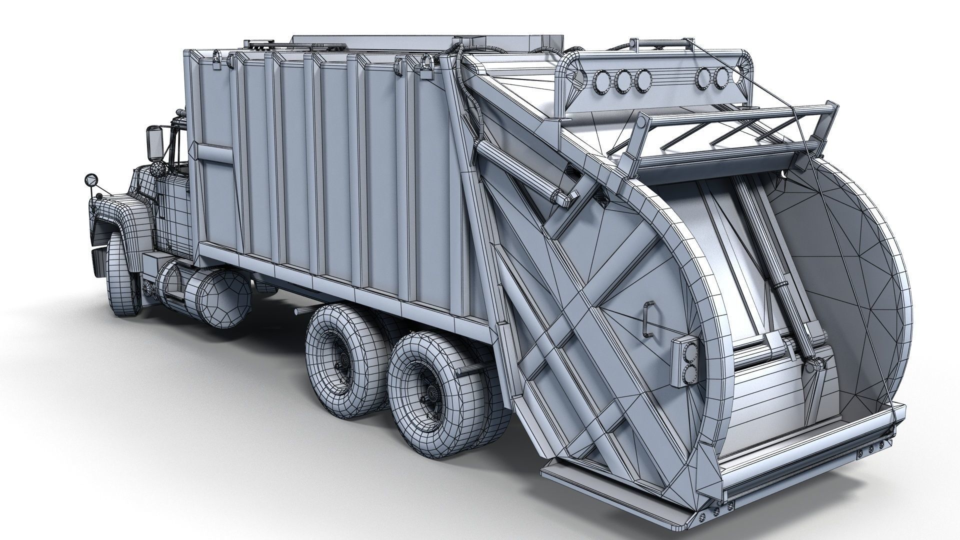 Generic garbage truck Low-poly 3D model_12