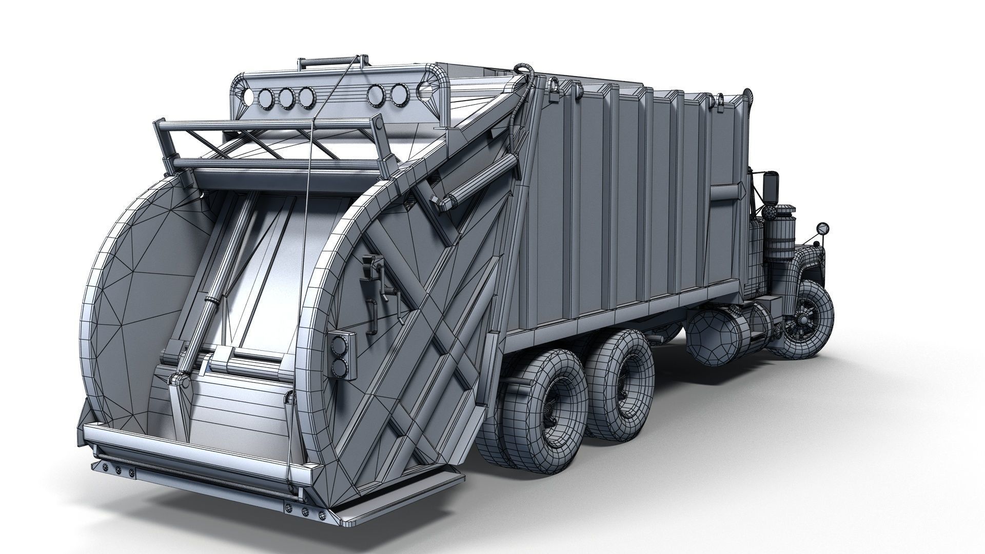Generic garbage truck Low-poly 3D model_14