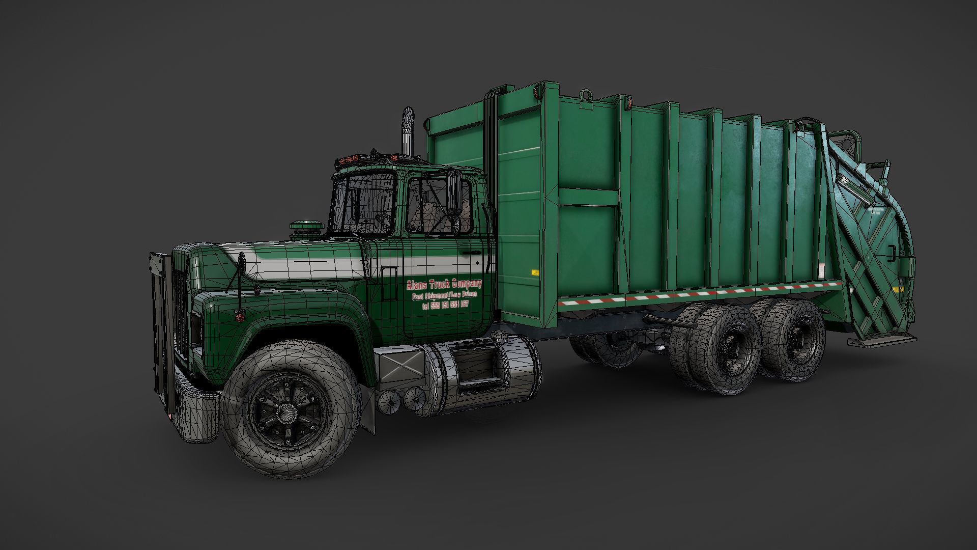 Generic garbage truck Low-poly 3D model_28