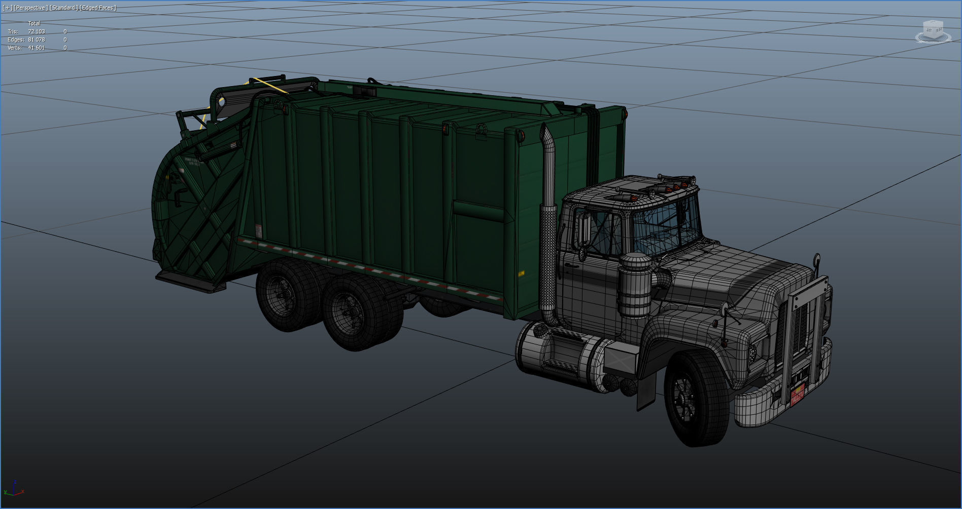 Generic garbage truck Low-poly 3D model_36