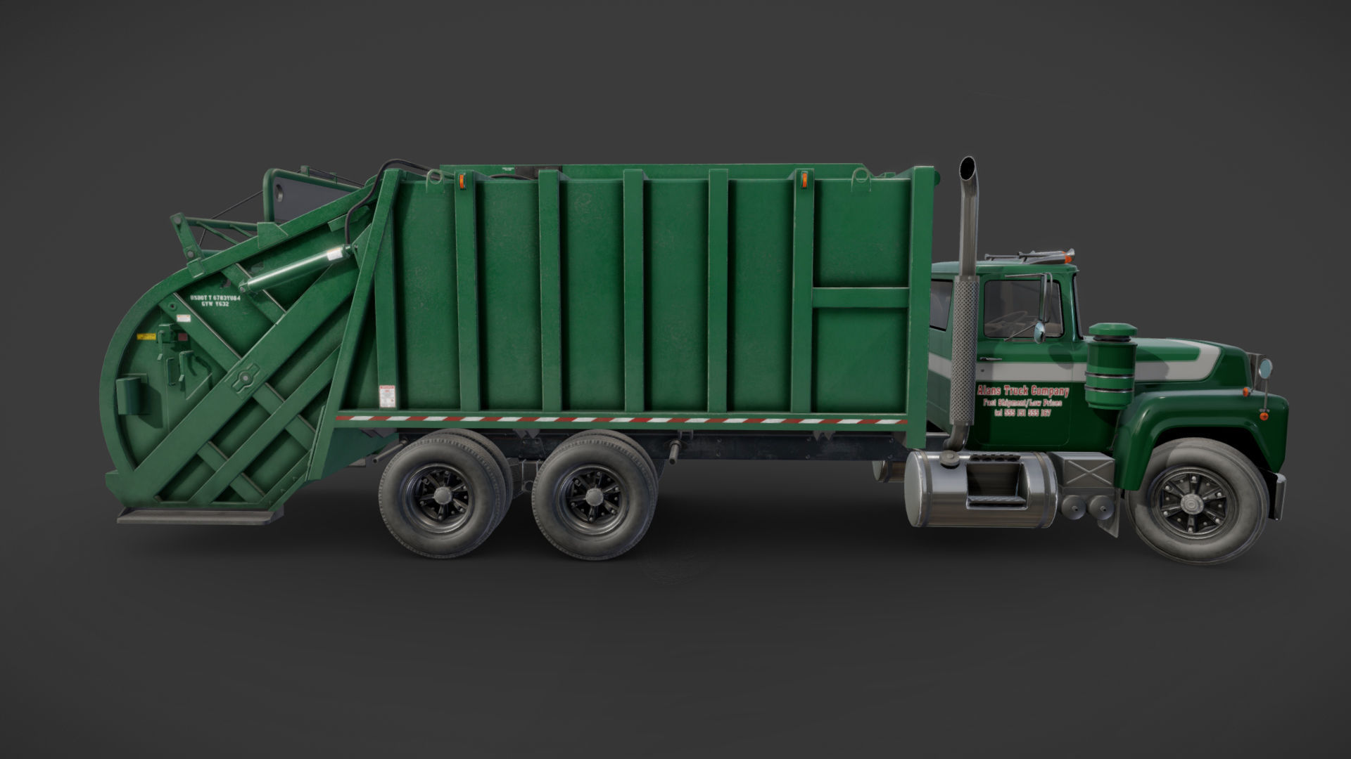 Generic garbage truck Low-poly 3D model_24