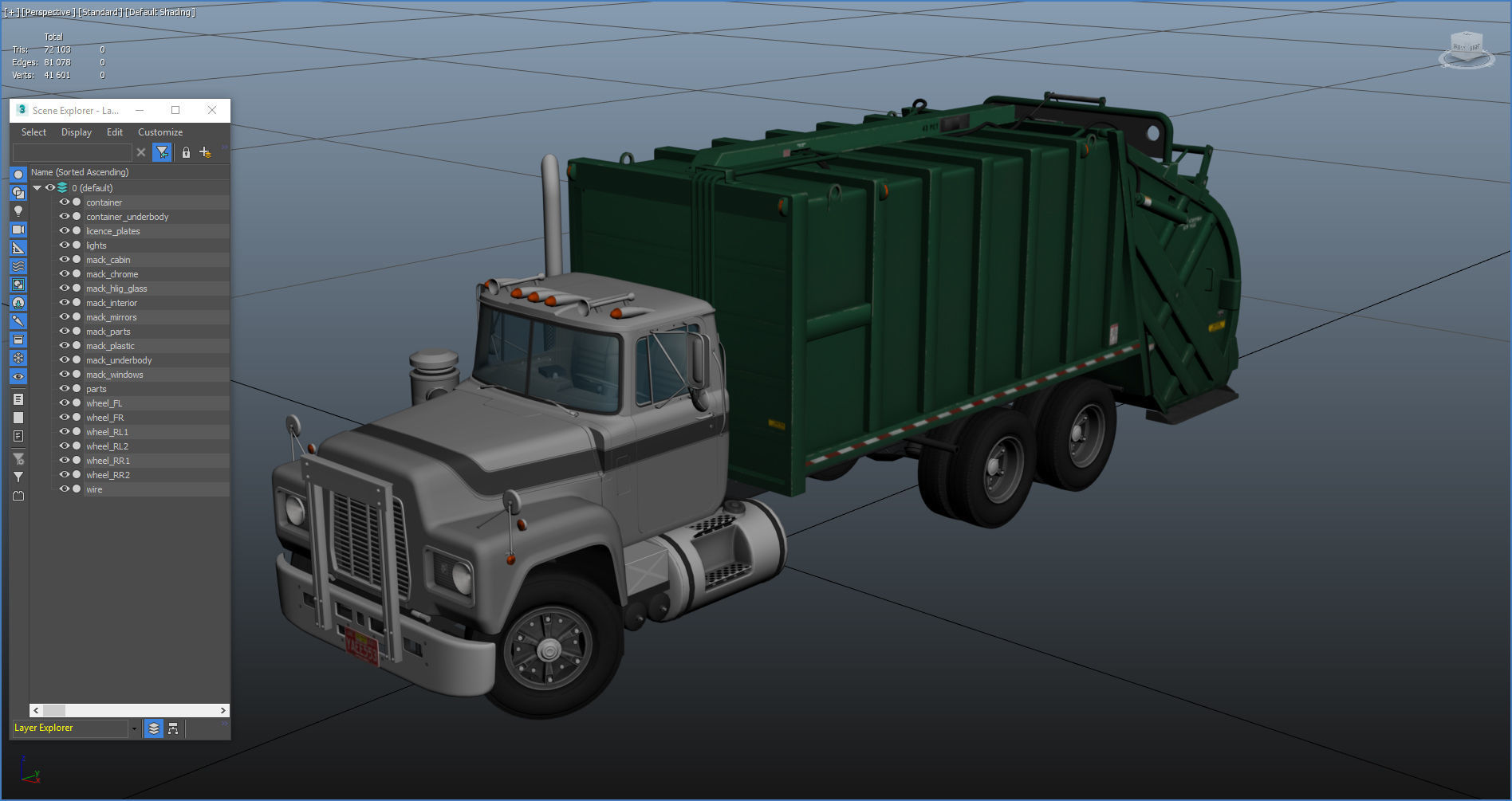 Generic garbage truck Low-poly 3D model_33