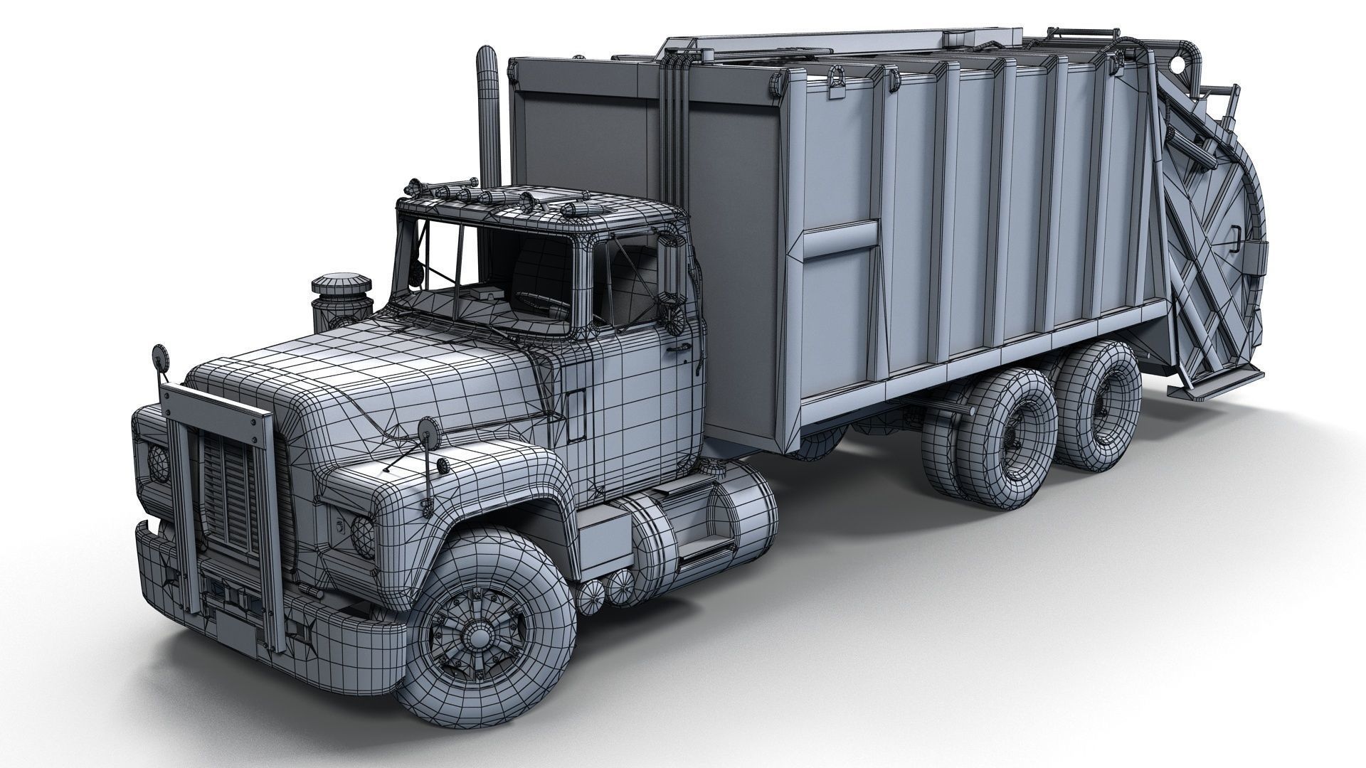 Generic garbage truck Low-poly 3D model_11
