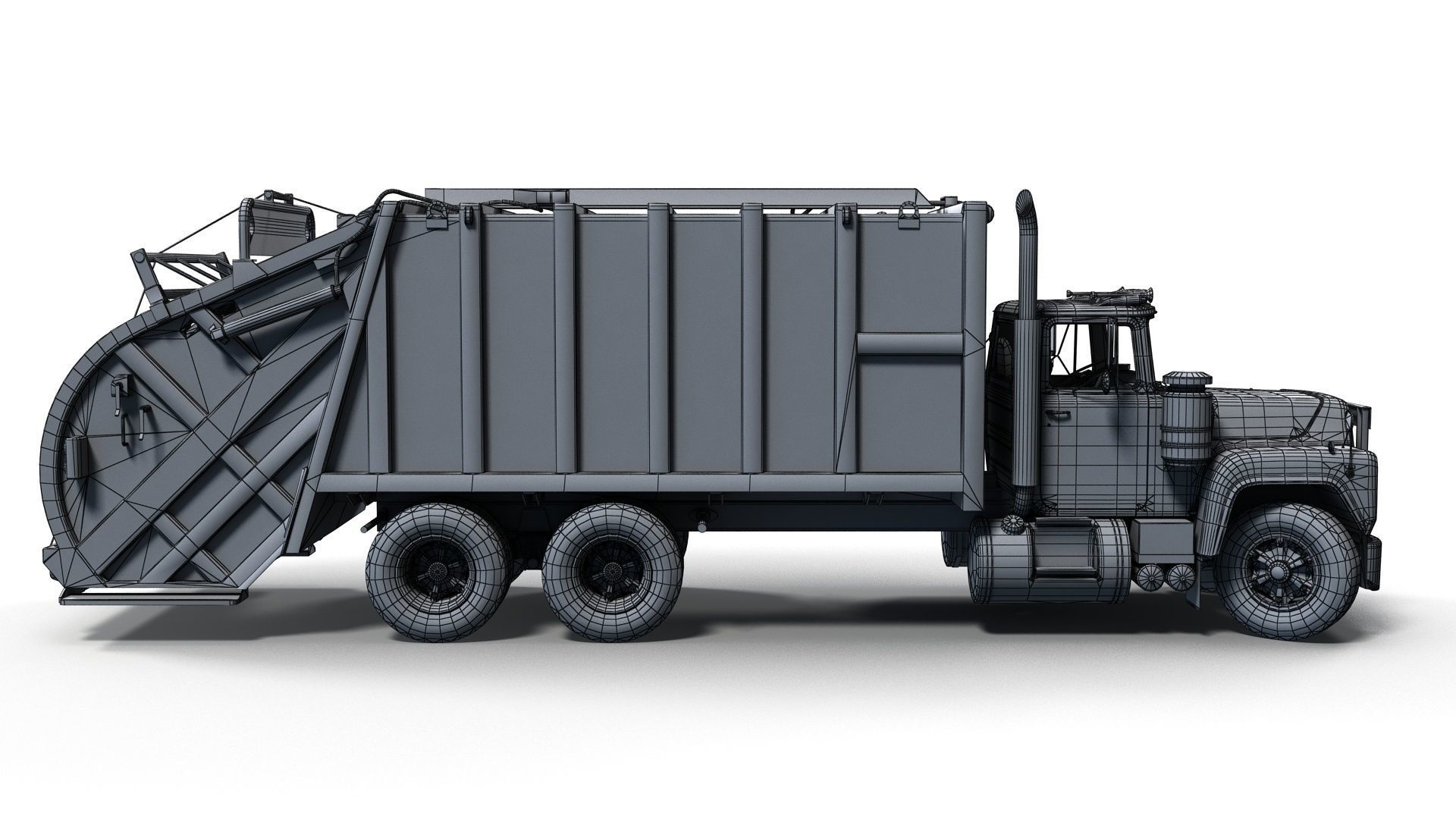Generic garbage truck Low-poly 3D model_15
