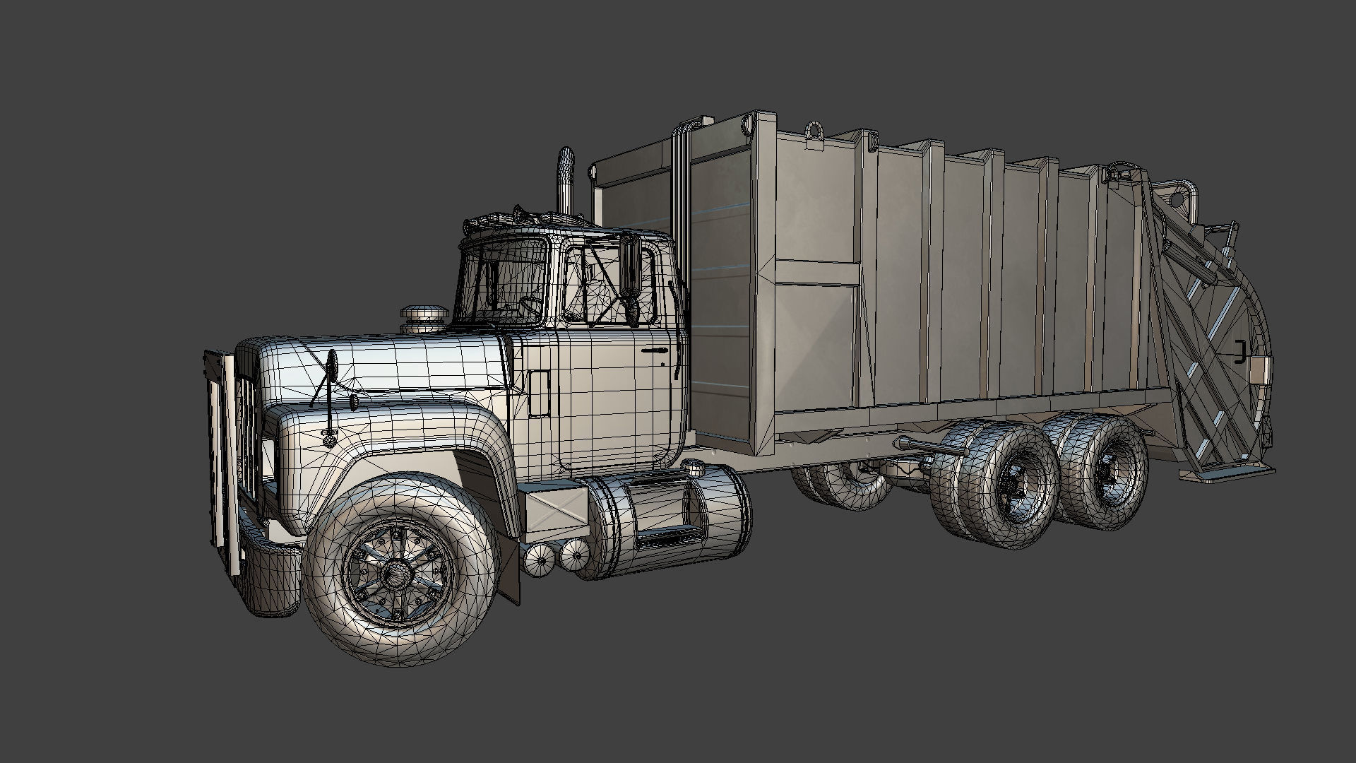 Generic garbage truck Low-poly 3D model_31