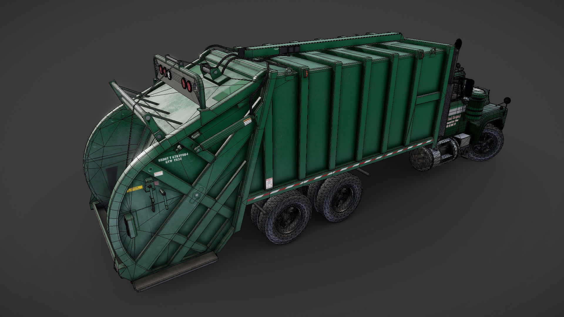 Generic garbage truck Low-poly 3D model_29