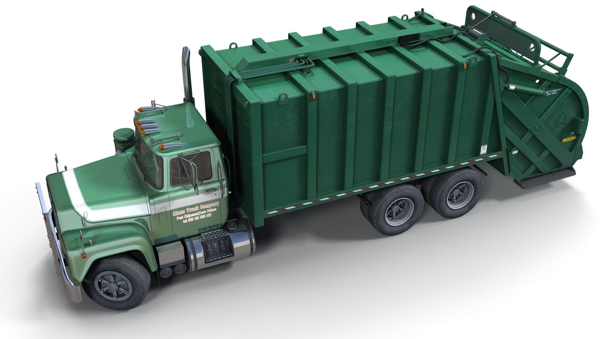 Generic garbage truck Low-poly 3D model_3