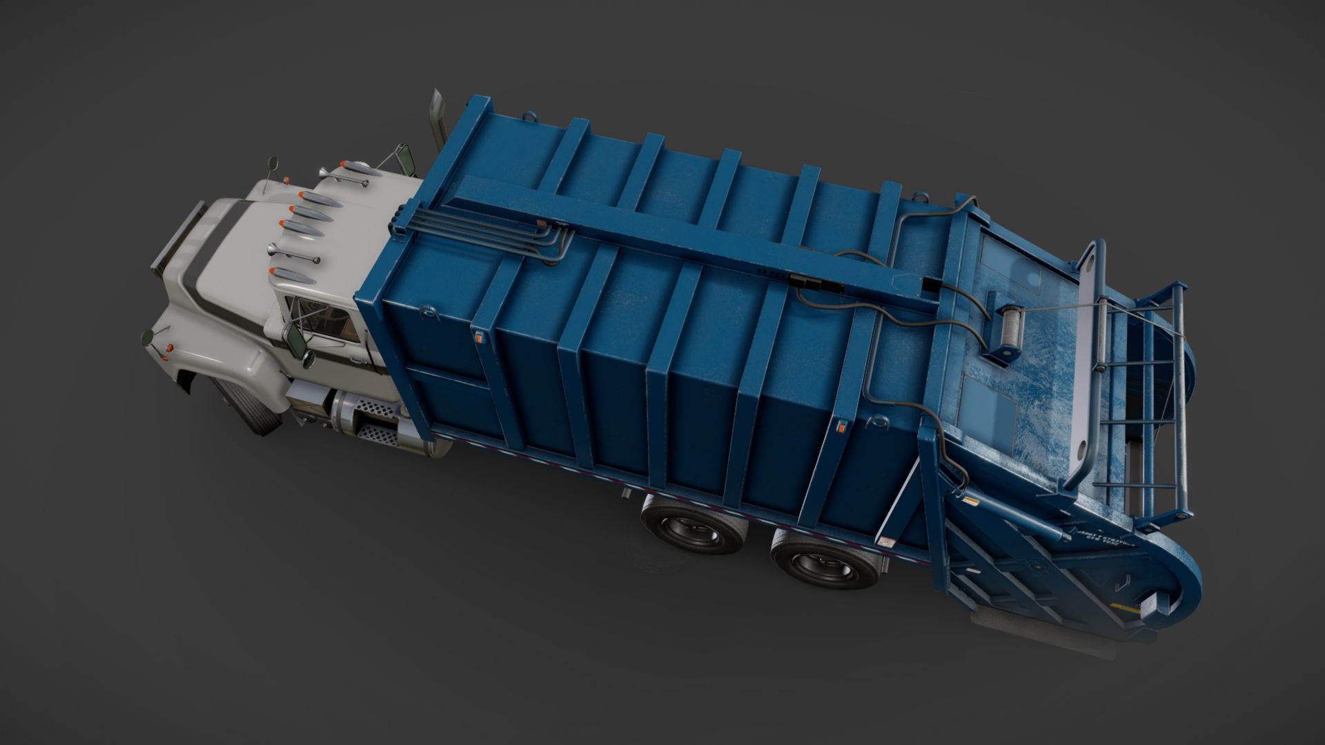 Generic garbage truck Low-poly 3D model_21