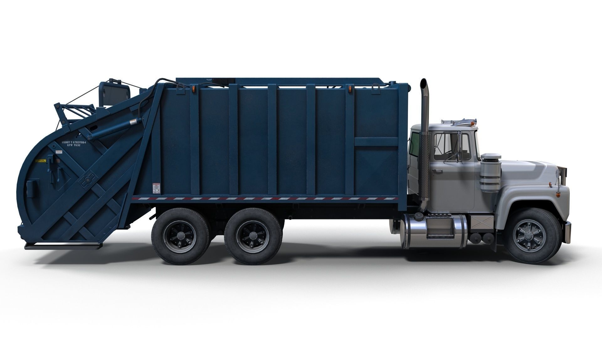 Generic garbage truck Low-poly 3D model_10
