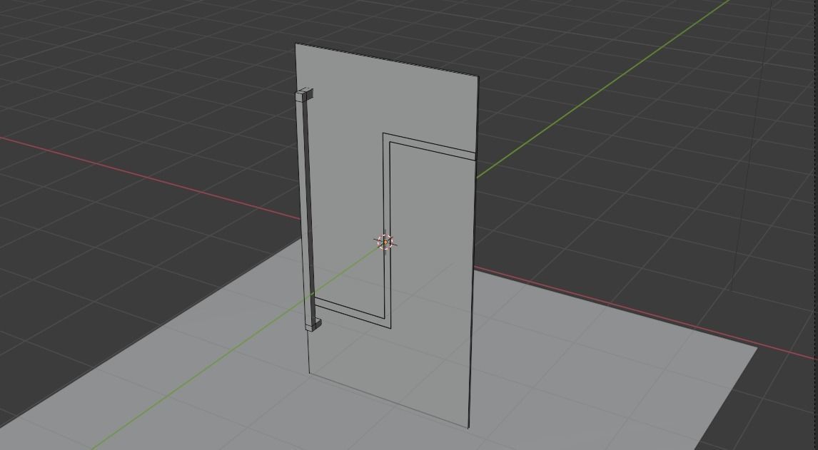 modern glass door Low-poly 3D model_2