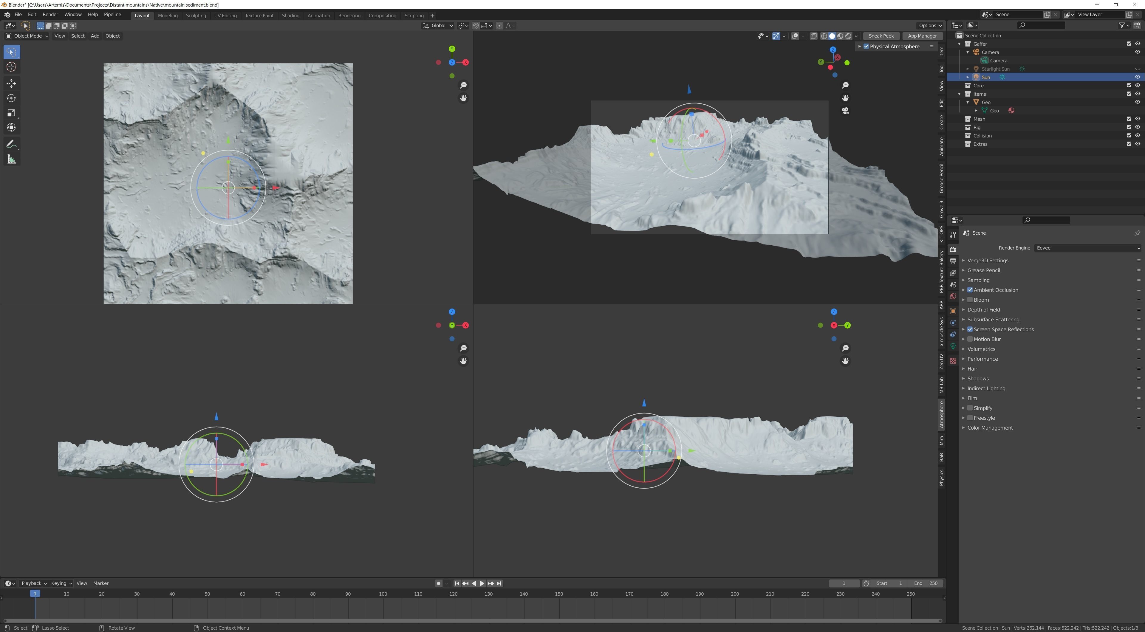 Mountain with sediment flow 3D model_7