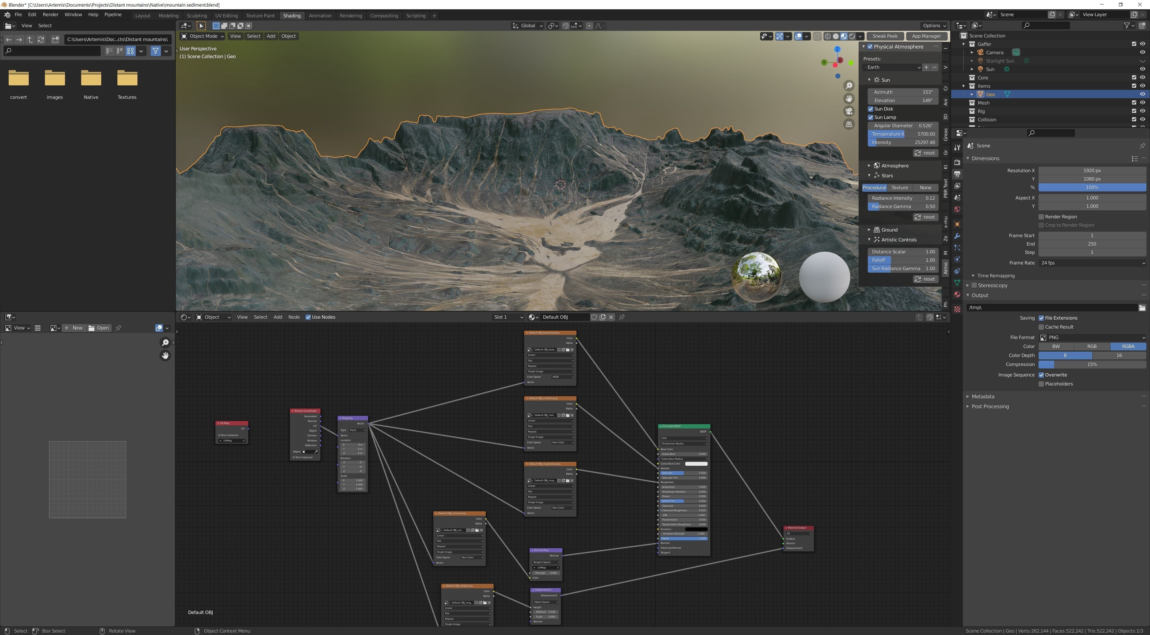 Mountain with sediment flow 3D model_8
