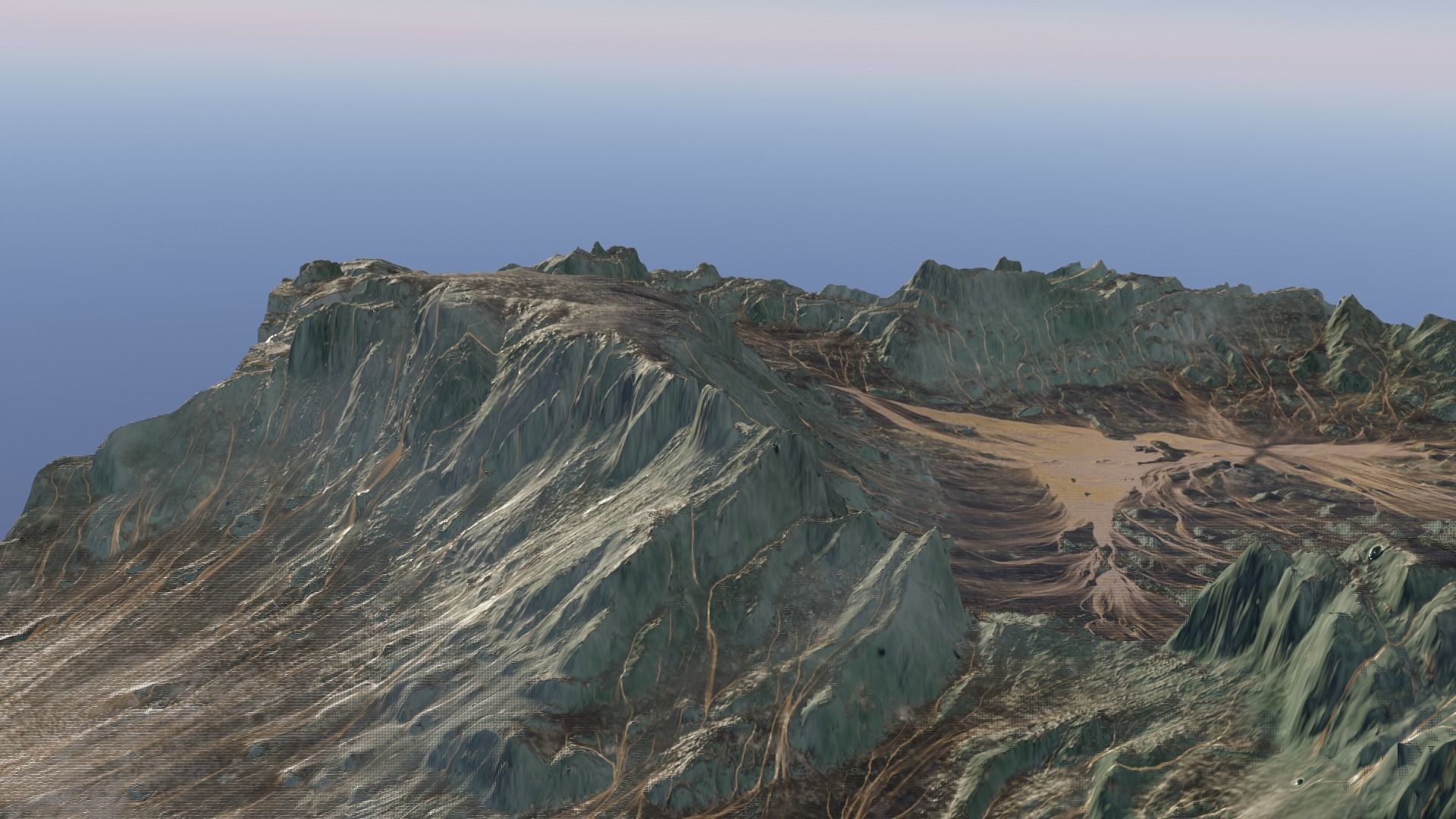 Mountain with sediment flow 3D model_1