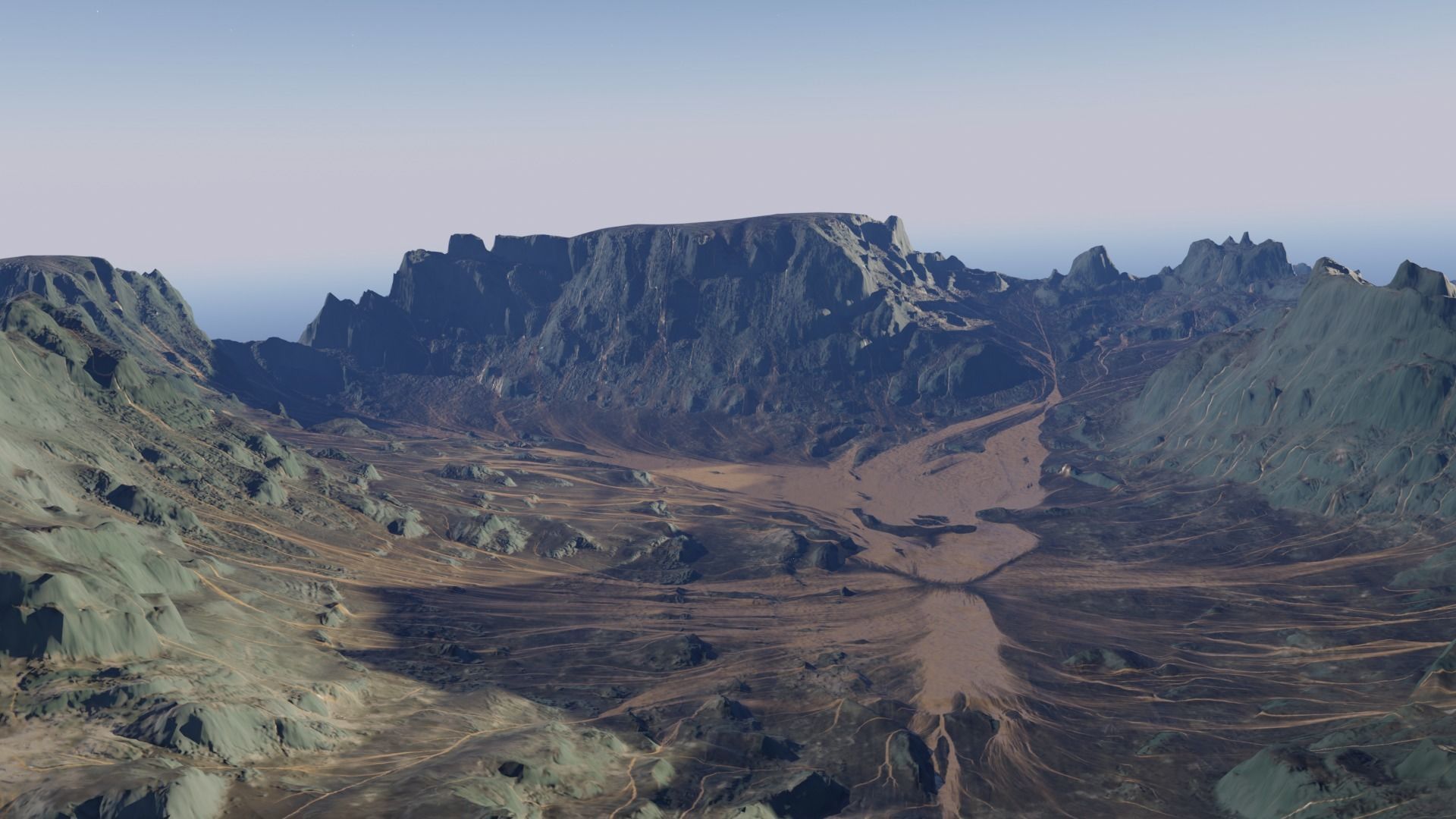 Mountain with sediment flow 3D model_3