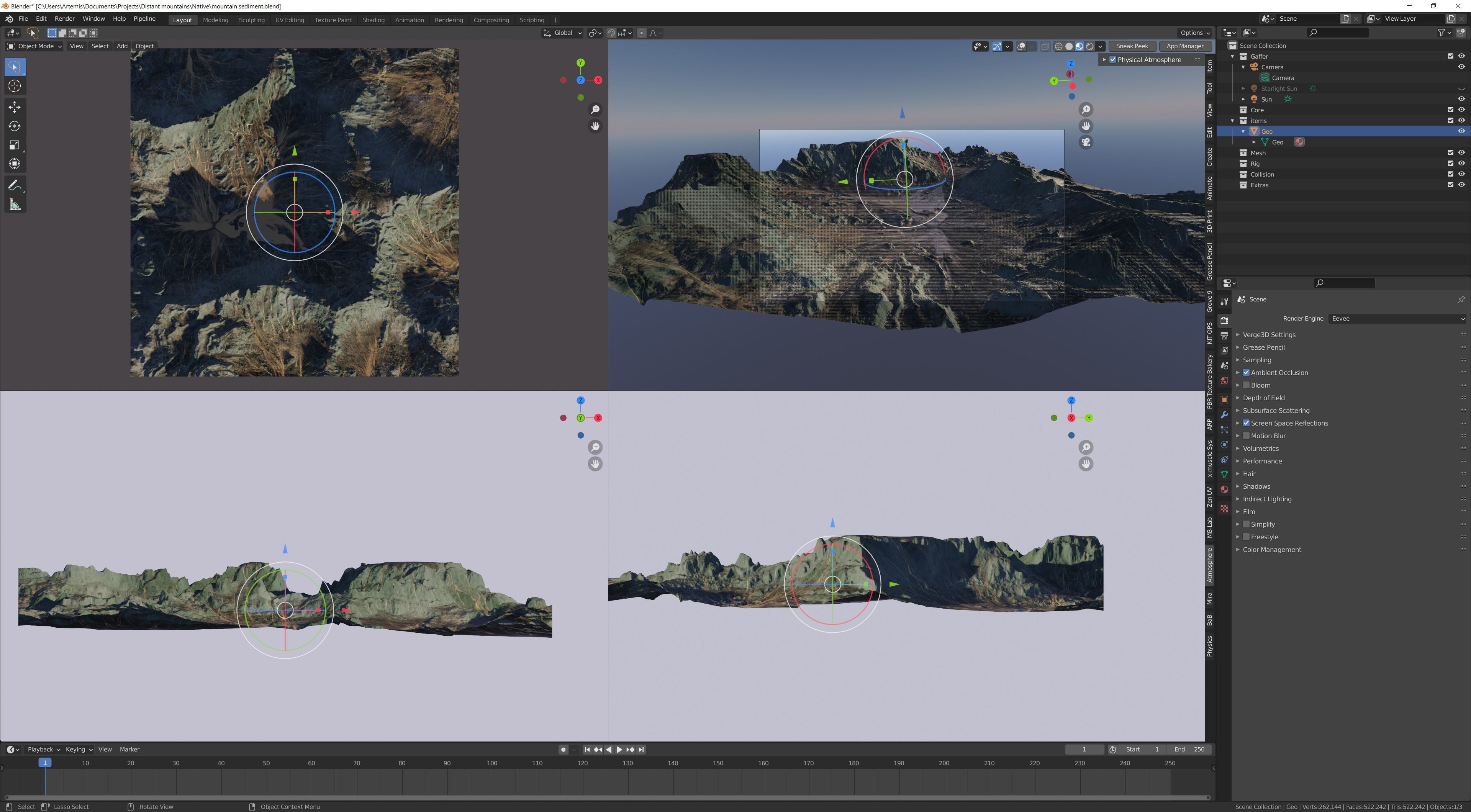 Mountain with sediment flow 3D model_9