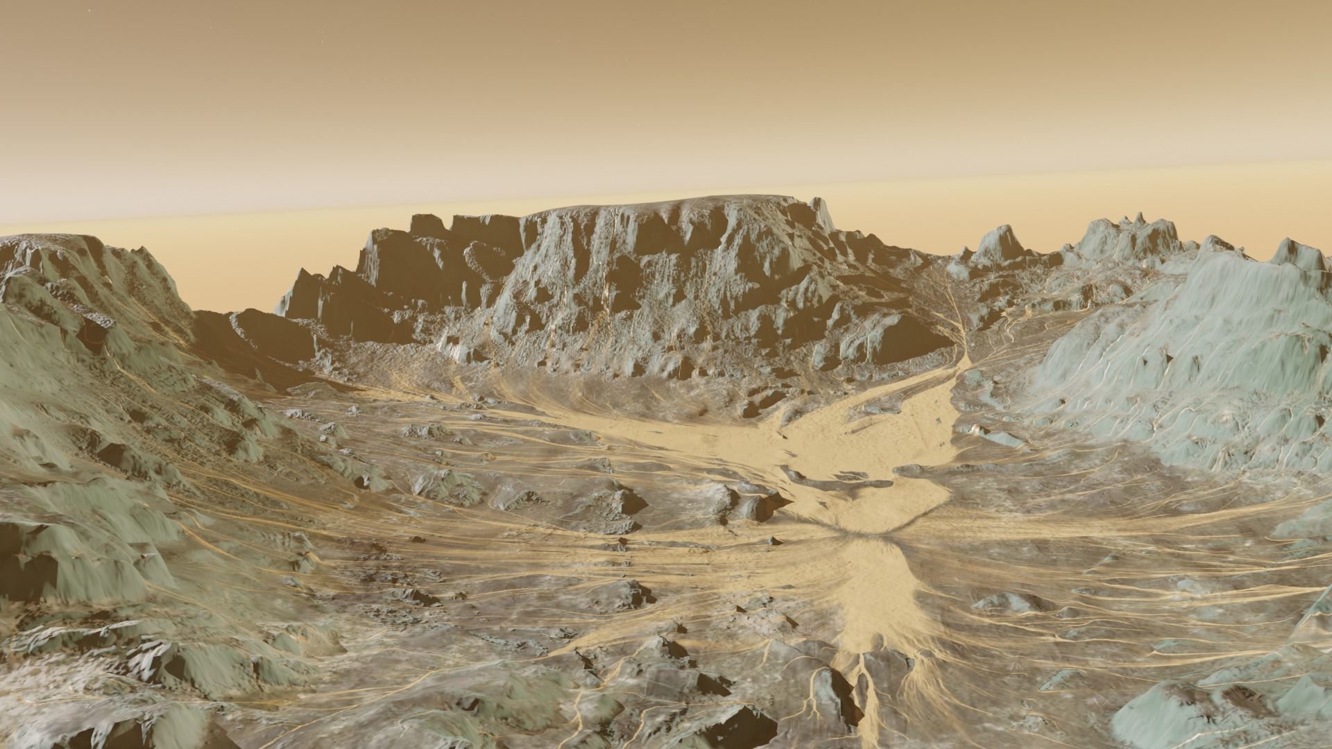 Mountain with sediment flow 3D model_2