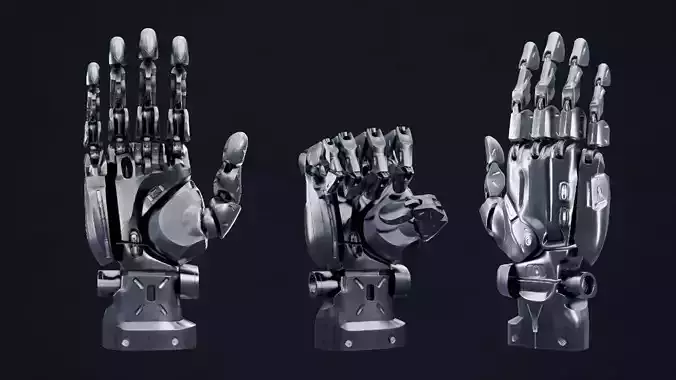 Robotic Hand Rigged Low-poly 3D model