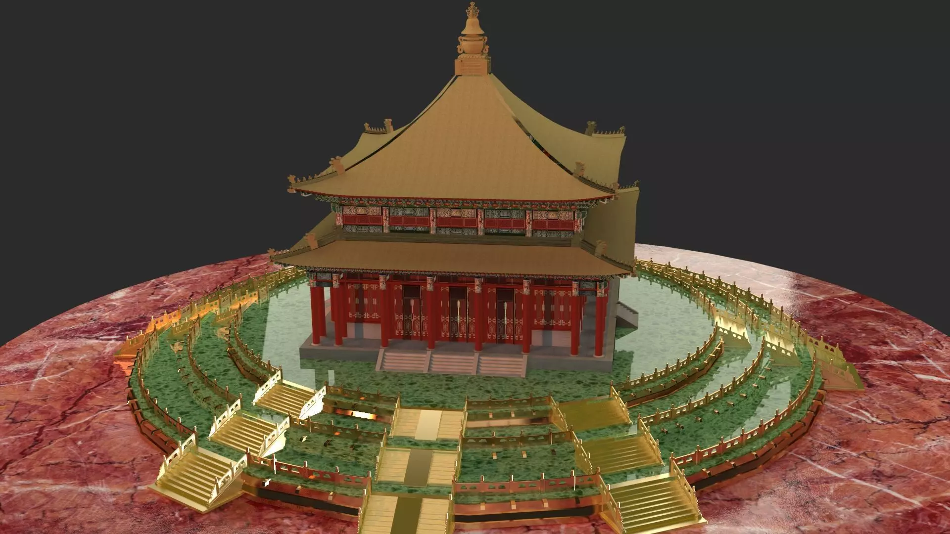 Chinese temple 3D model_0