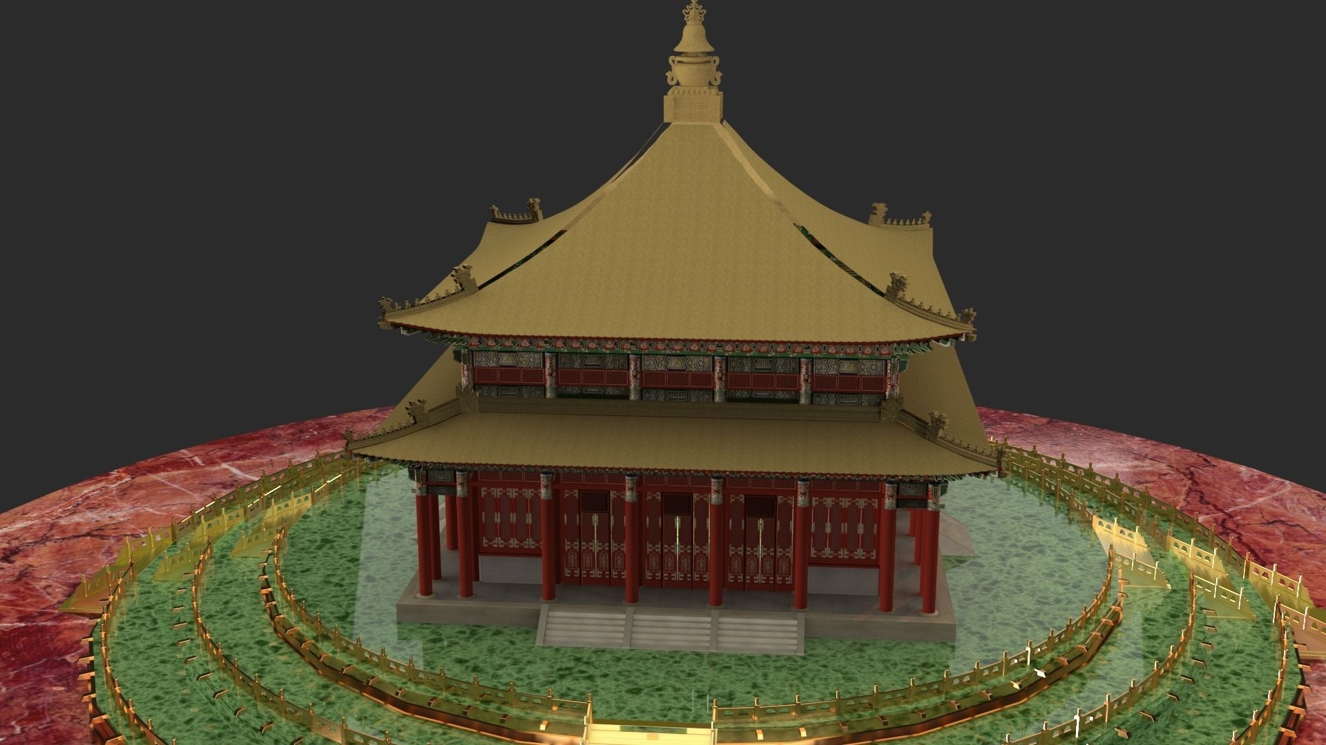 Chinese temple 3D model_3
