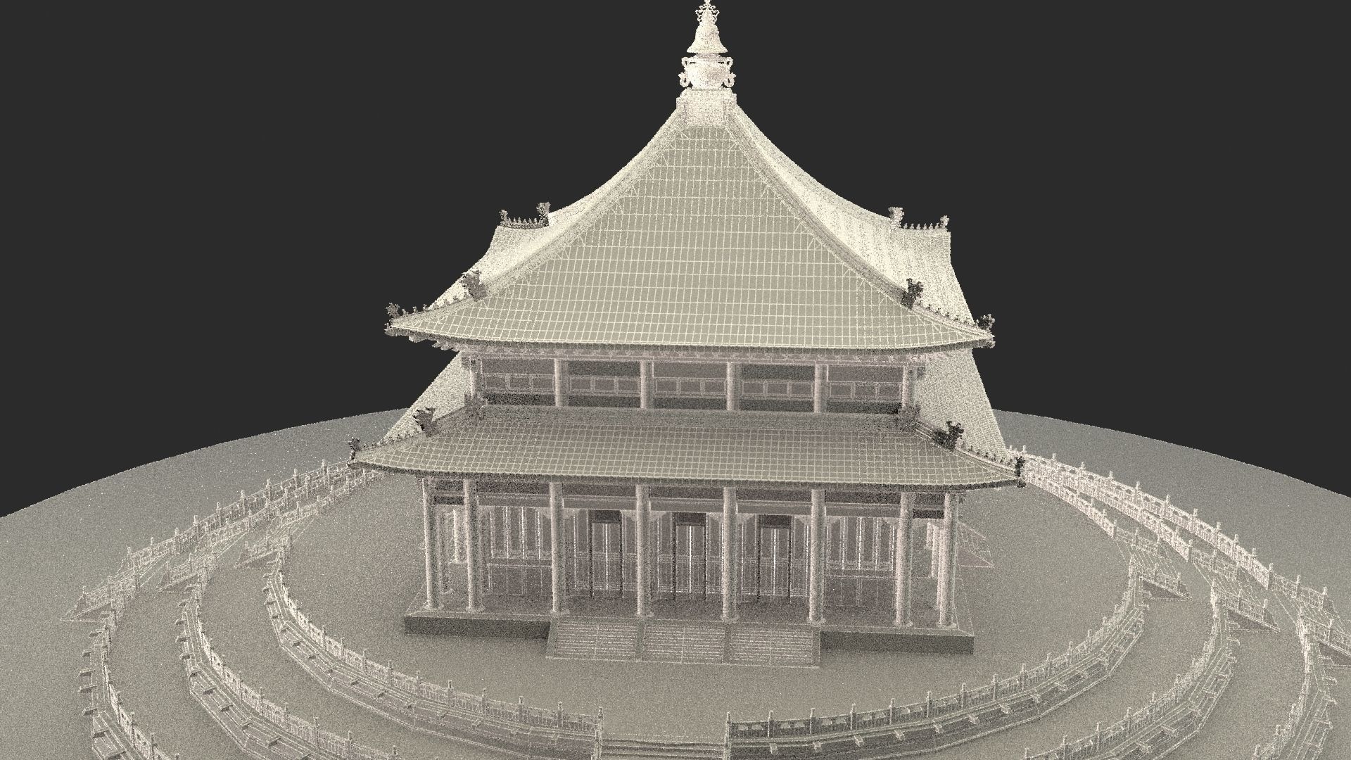 Chinese temple 3D model_7
