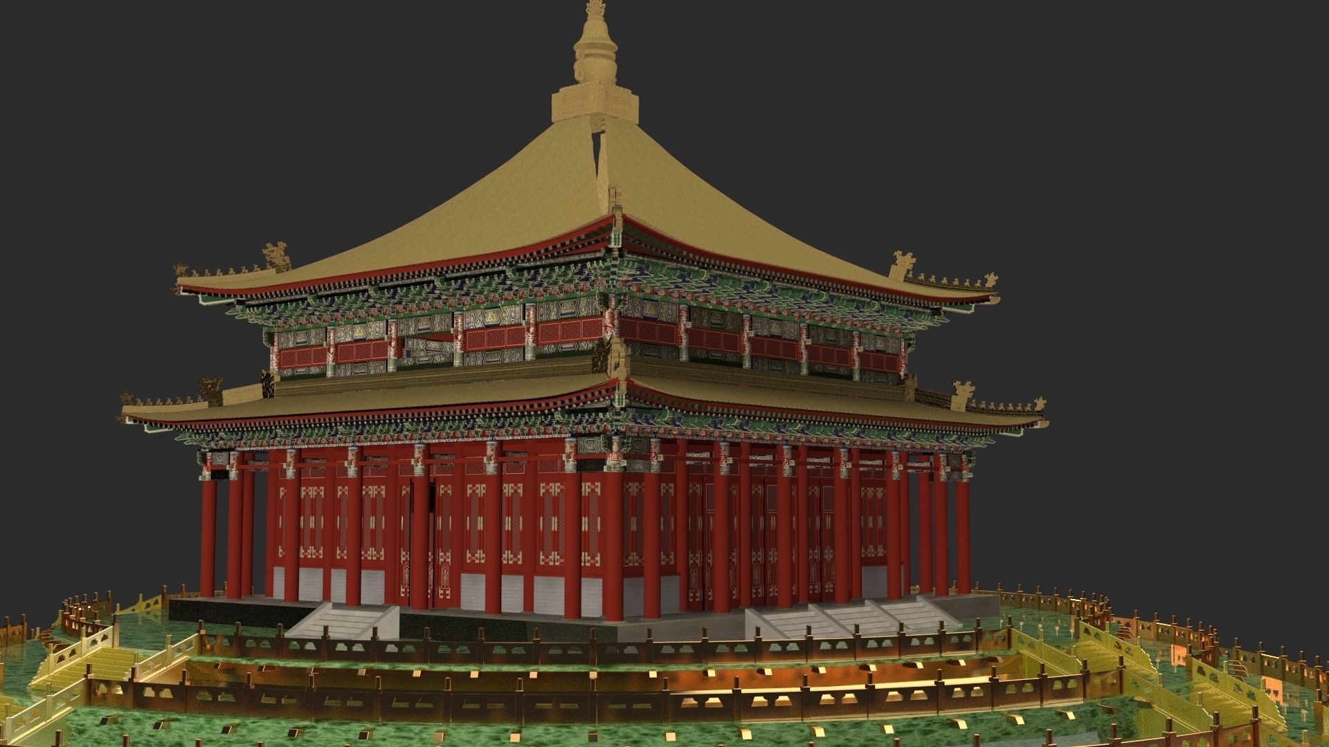Chinese temple 3D model_1