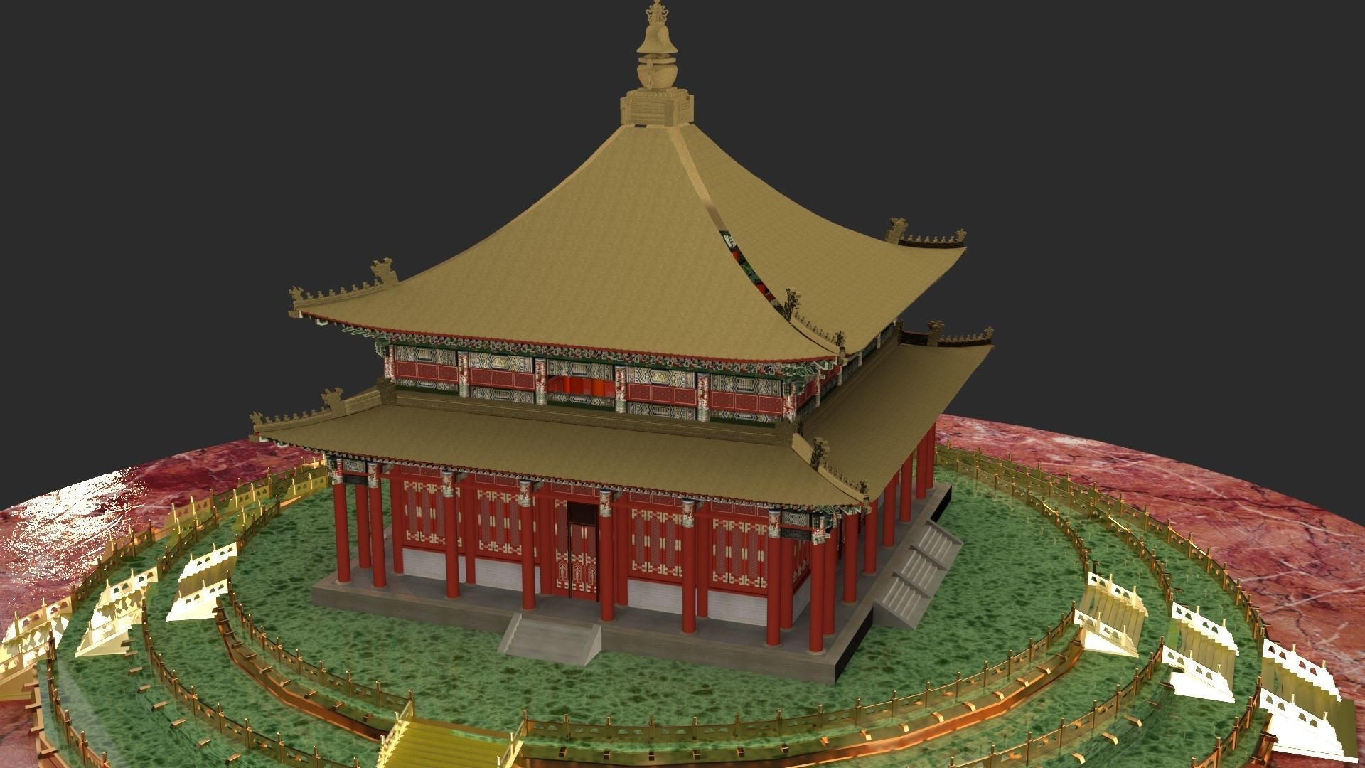 Chinese temple 3D model_2