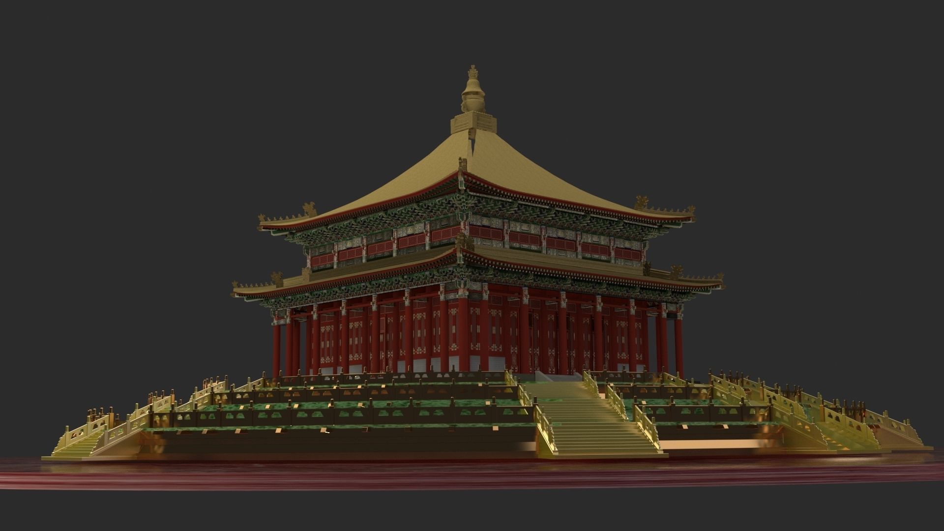 Chinese temple 3D model_4