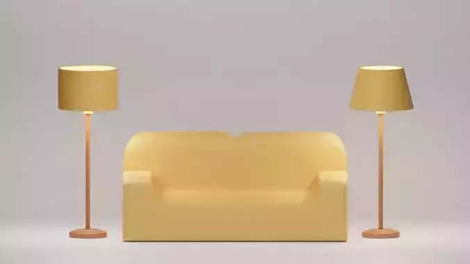 Retro furniture and decoration for design interior 3D model