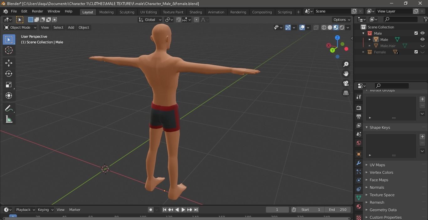 Character Male AND Female Low-poly 3D model_7