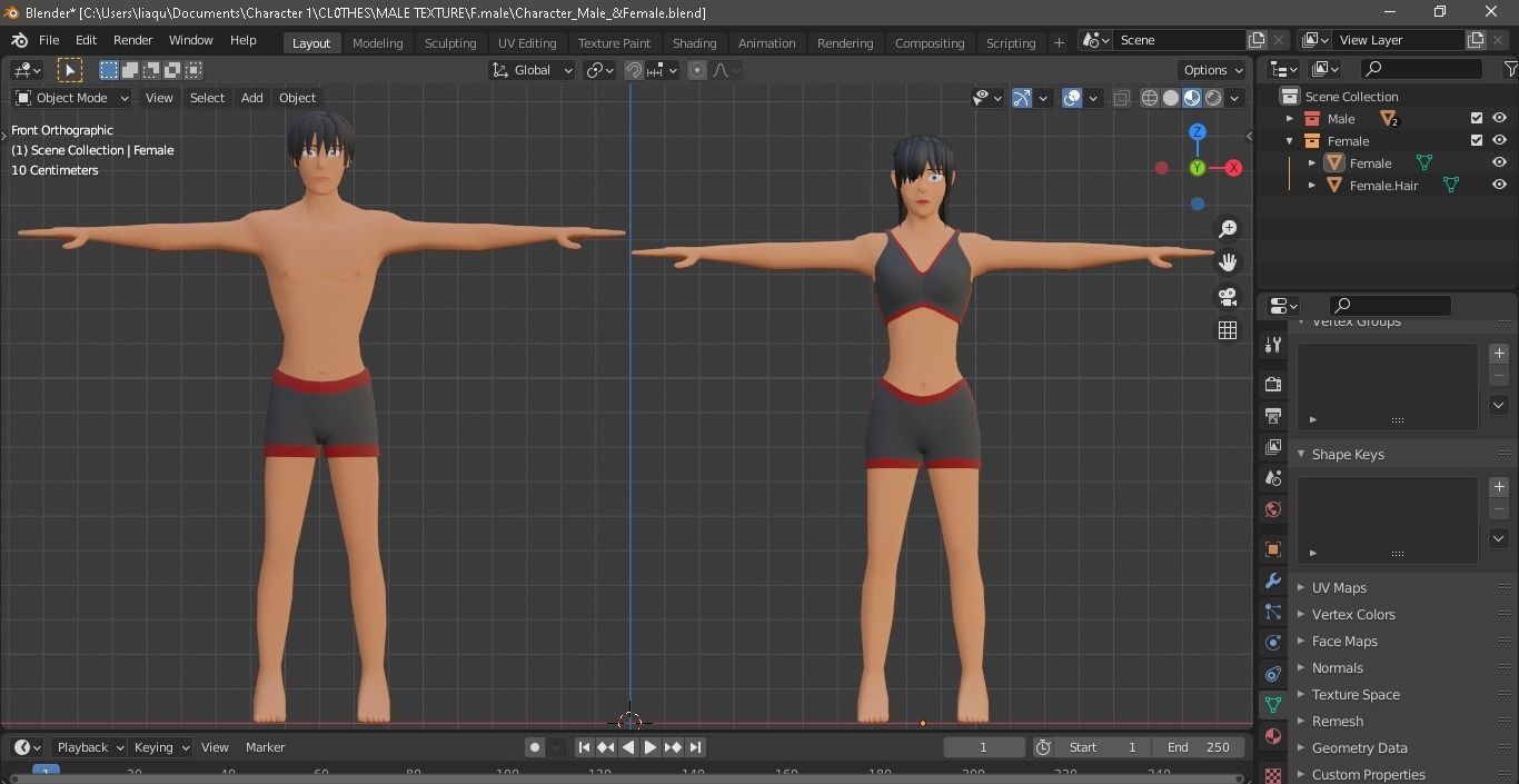 Character Male AND Female Low-poly 3D model_1