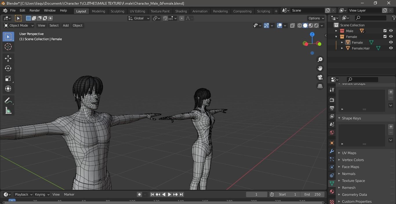 Character Male AND Female Low-poly 3D model_39