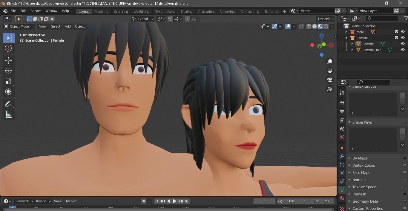 Character Male AND Female Low-poly 3D model_40