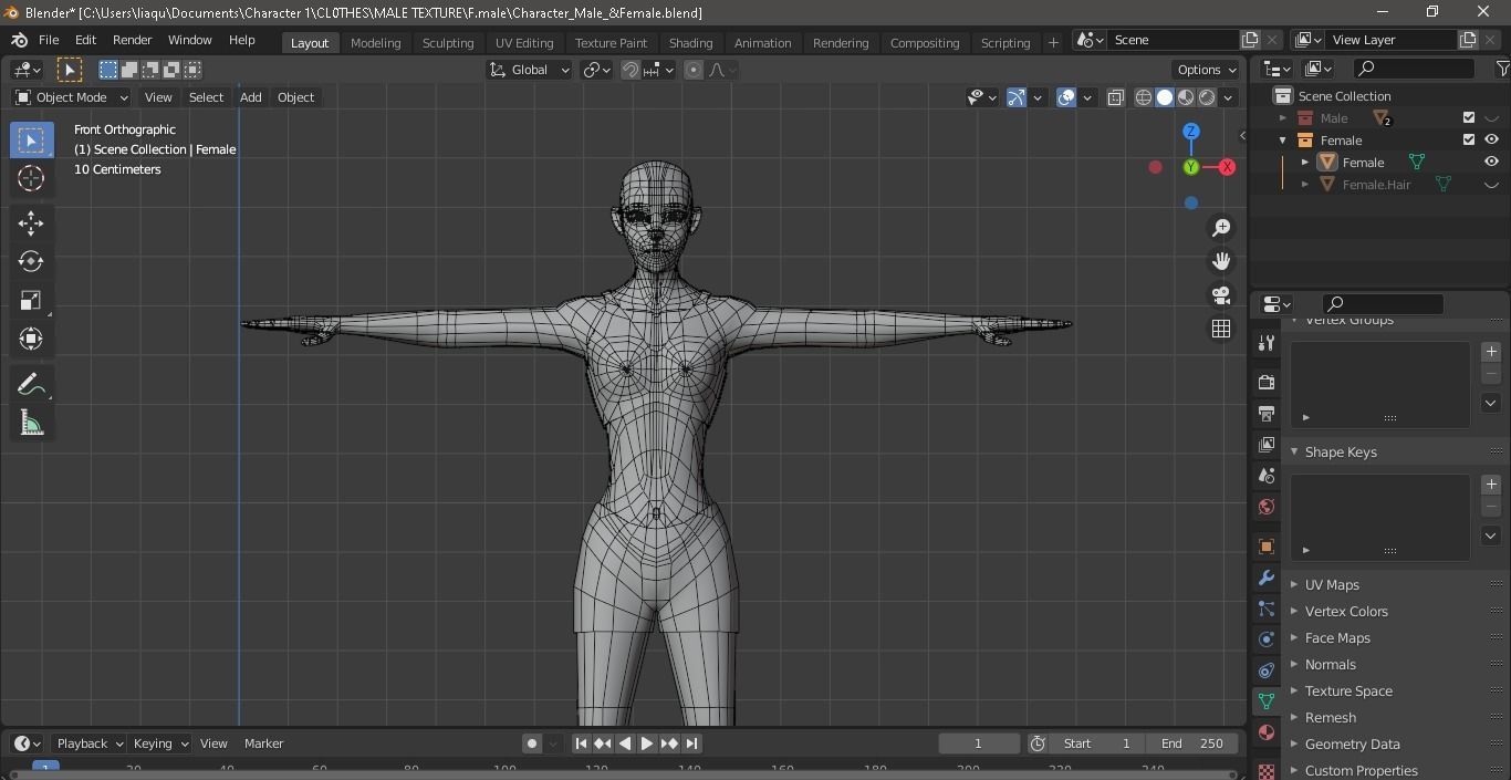 Character Male AND Female Low-poly 3D model_31