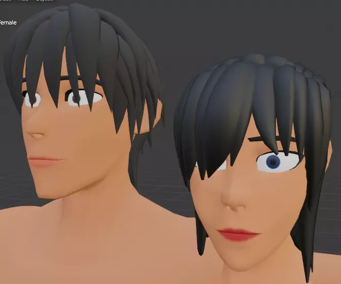 Character Male AND Female Low-poly 3D model_0