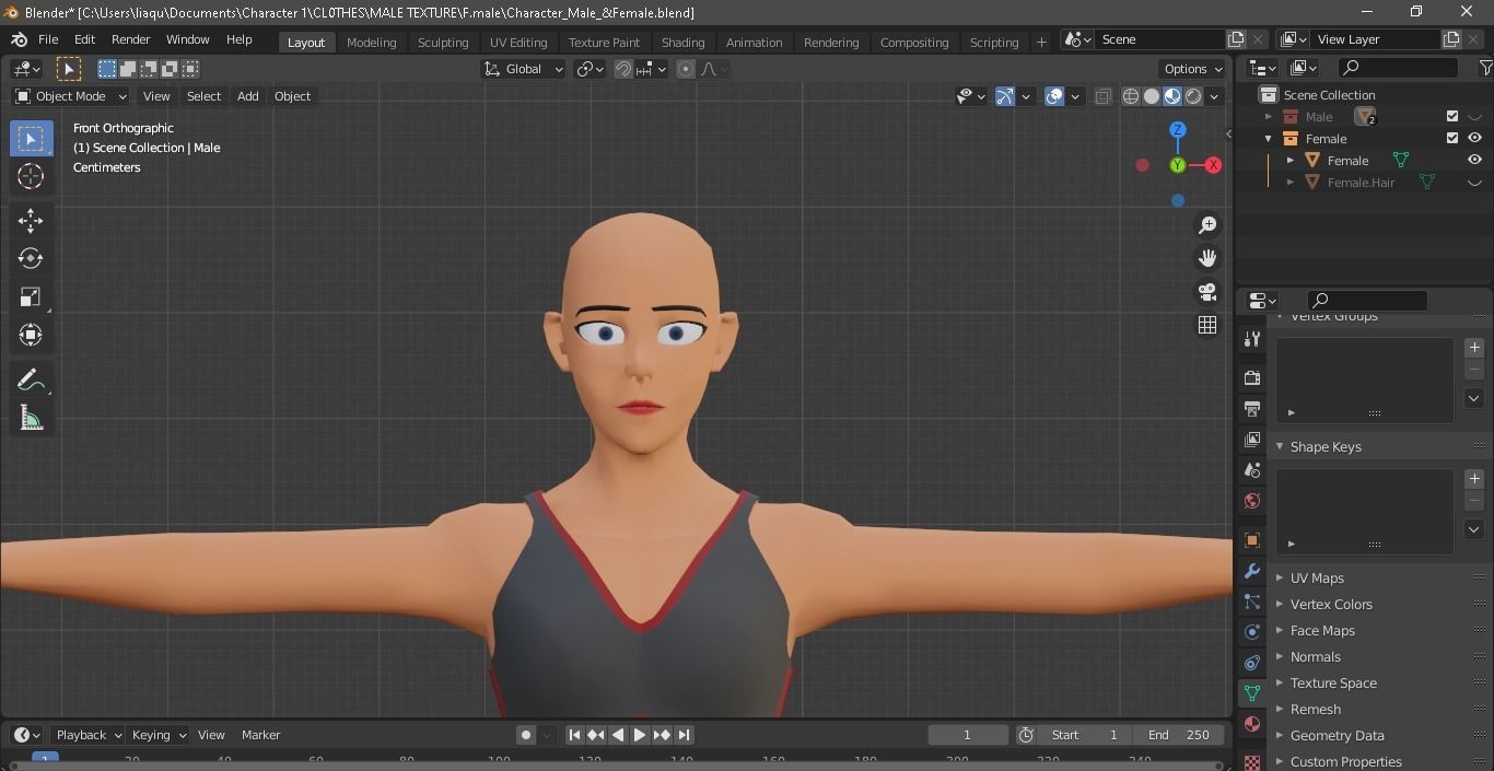 Character Male AND Female Low-poly 3D model_20