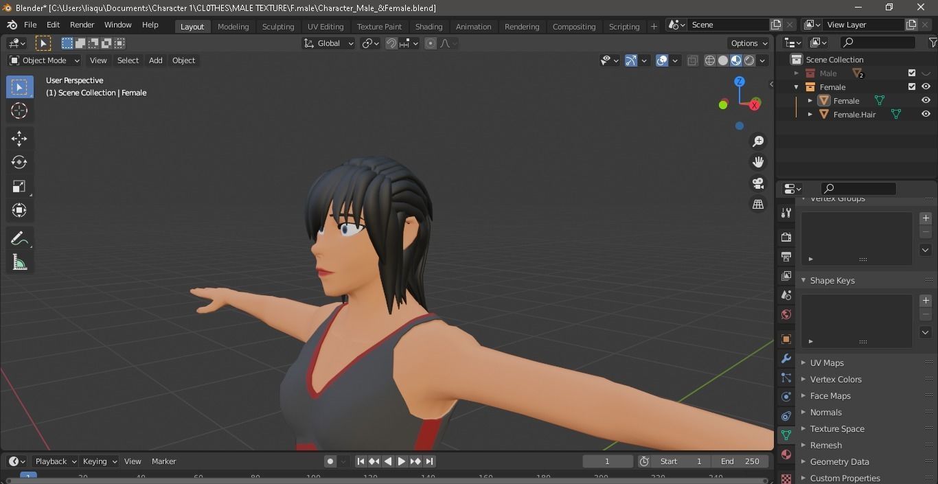 Character Male AND Female Low-poly 3D model_27