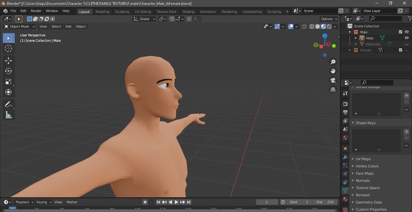 Character Male AND Female Low-poly 3D model_4