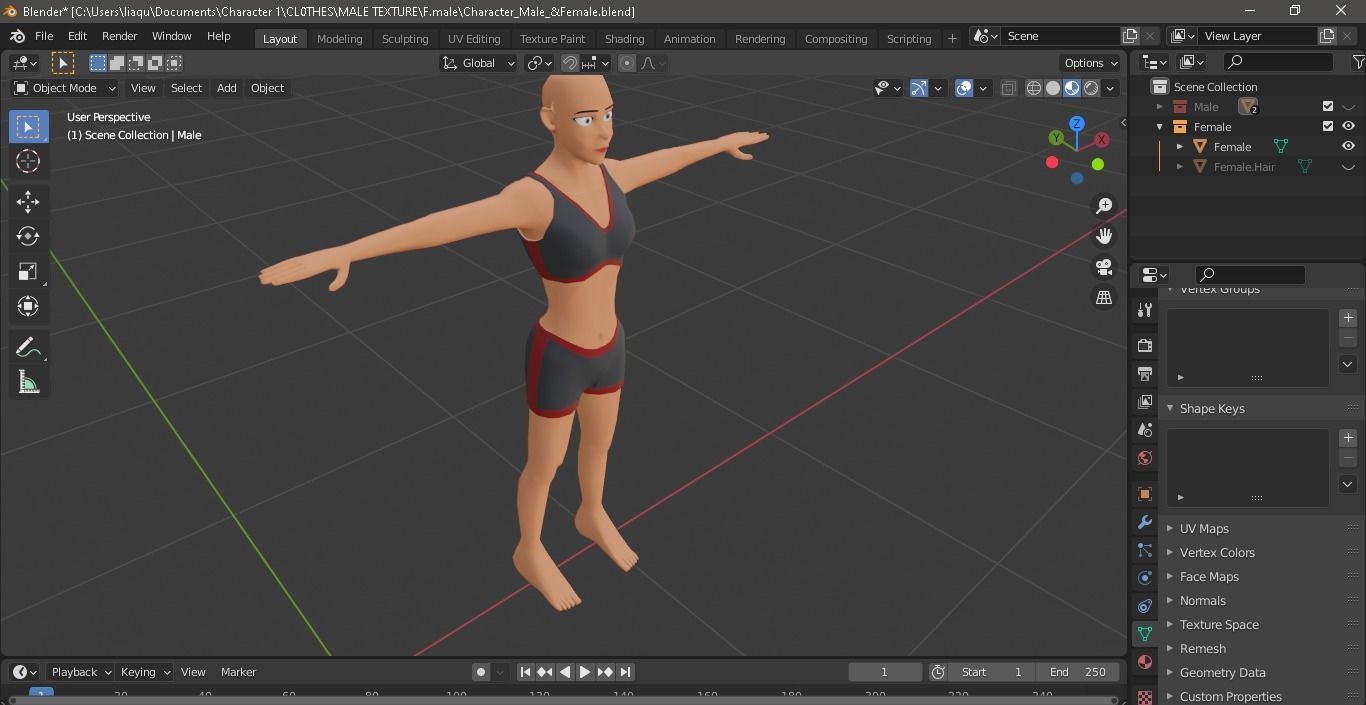 Character Male AND Female Low-poly 3D model_23