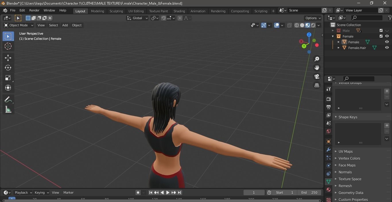 Character Male AND Female Low-poly 3D model_28