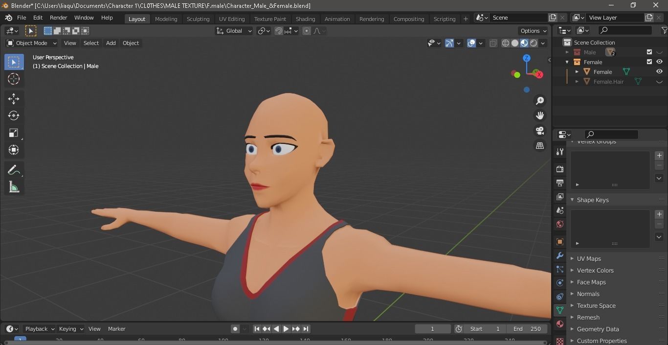 Character Male AND Female Low-poly 3D model_19