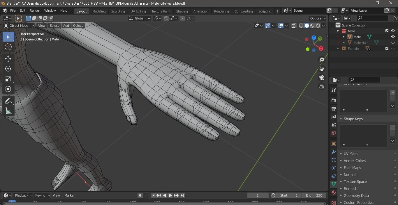 Character Male AND Female Low-poly 3D model_16