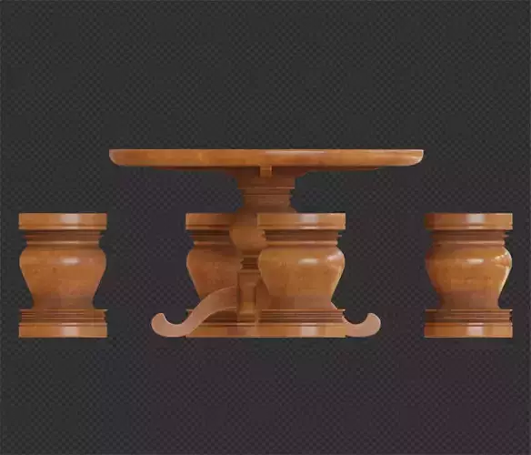 Vintage a round wooden table and chairs