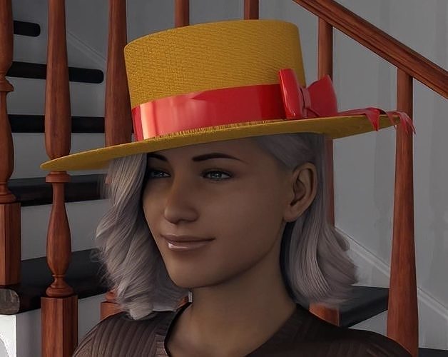 Womens Summer Straw Hat Package 3D print model