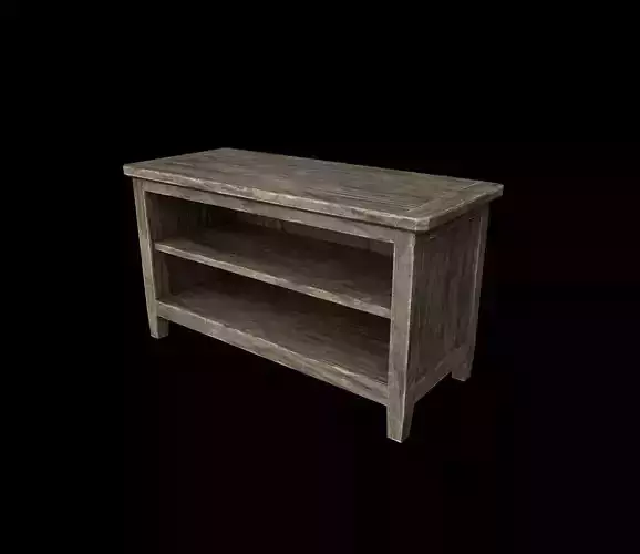 wooden low board Low-poly 3D model