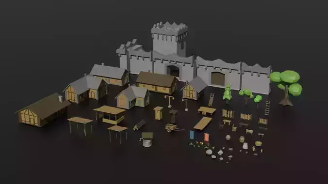 Medieval pack Free low-poly 3D model
