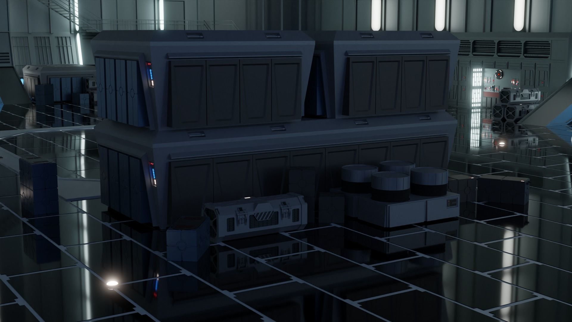 3D Model Collection Imperial Hangar Crates Pack VR / AR / lowpoly