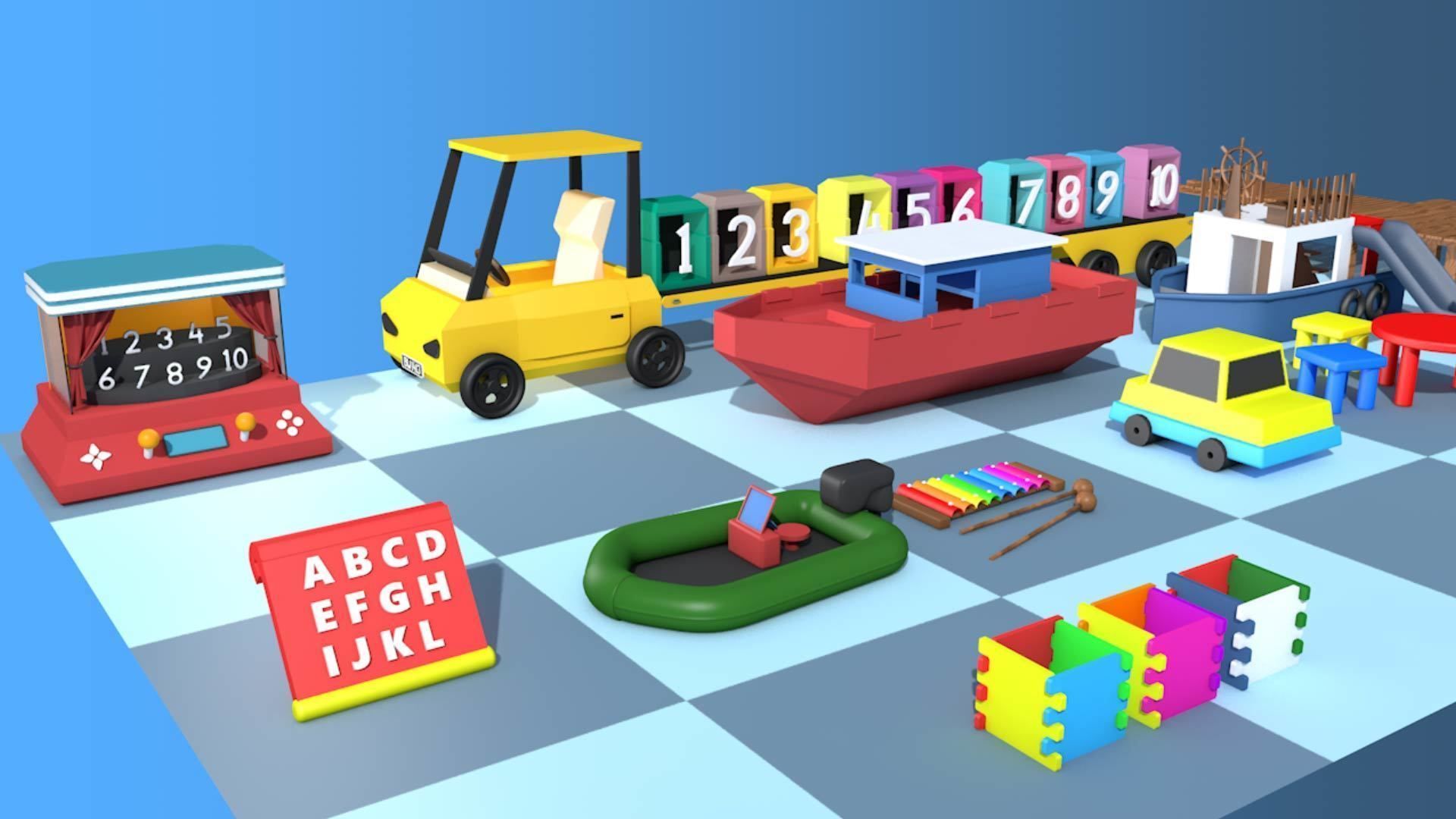Kids Toys Low-poly 3D model_2