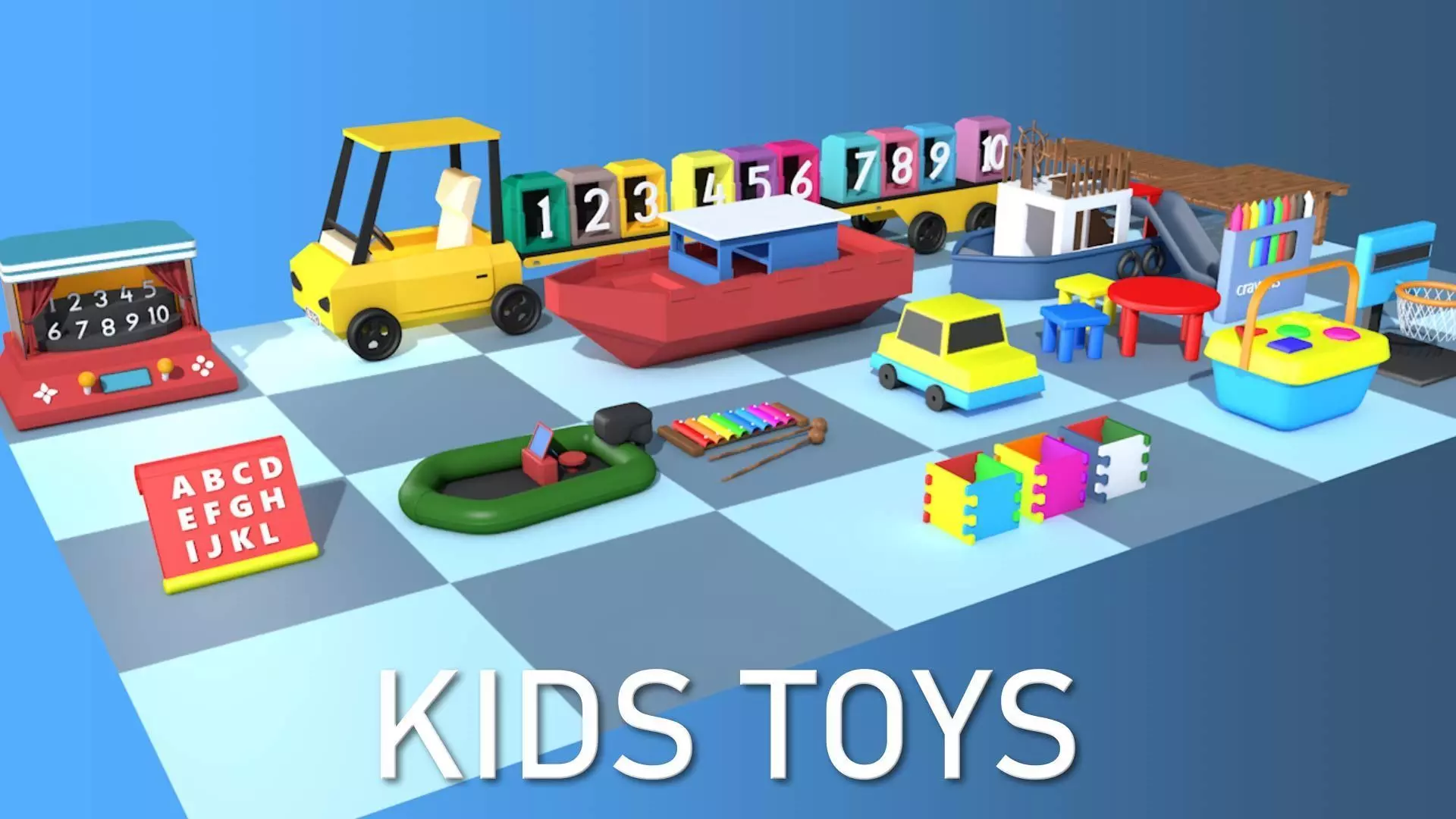 Kids Toys Low-poly 3D model_0