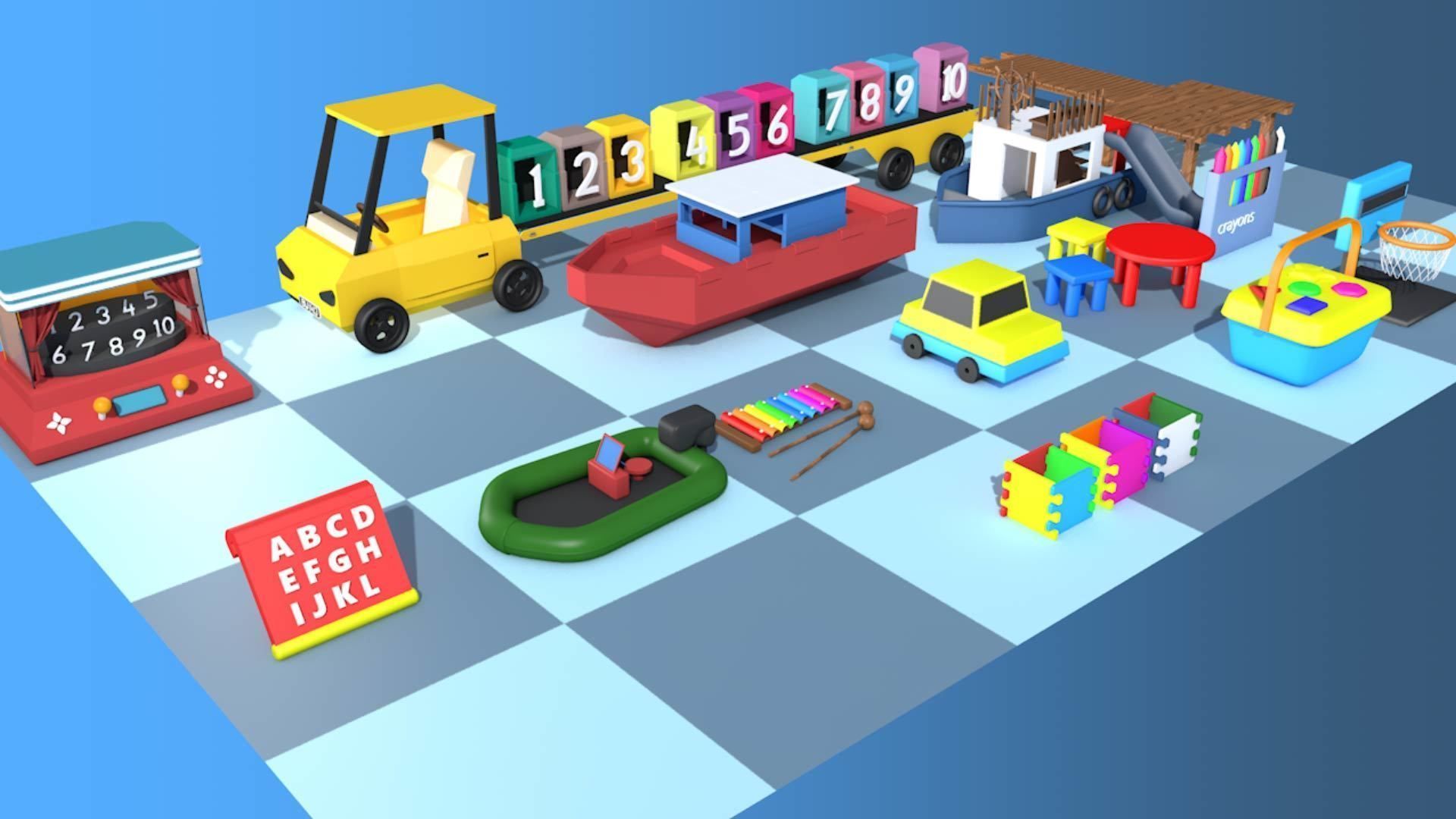 Kids Toys Low-poly 3D model_1