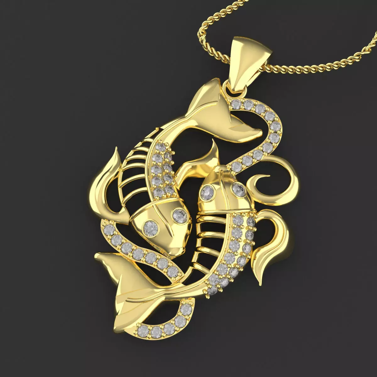 Pendant pisces 3D print model_0